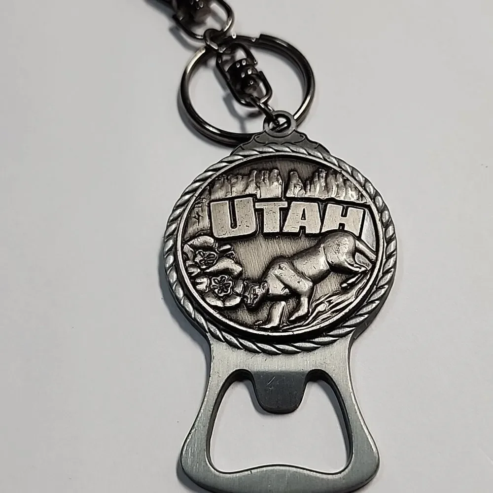 Vintage Collection Utah Silver Keychain Bottle Opener